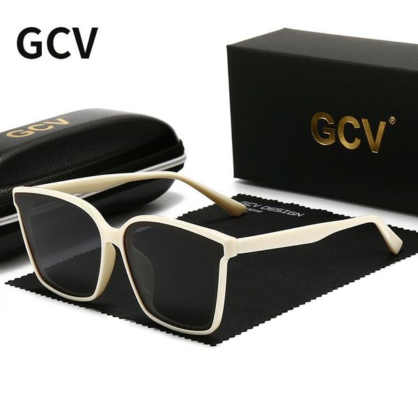 

sunglasses gcv 2021 fashion square frame men women female gm anti-glare protect eyes ultraviolet-proof uv400 with polarize, White;black
