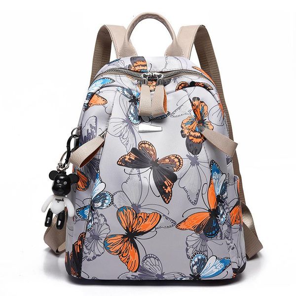 

outdoor bags anti-thief feather print backpack female oxford cloth waterproof travel casual schoolbag brand ladies large capacity