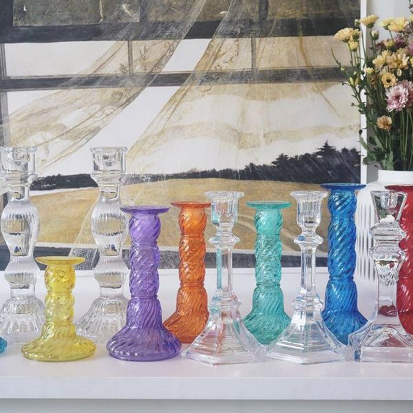 

candle holders colorful glass christmas crystal stand holder centerpieces nordic decoration home stick porta velas candelabra 300