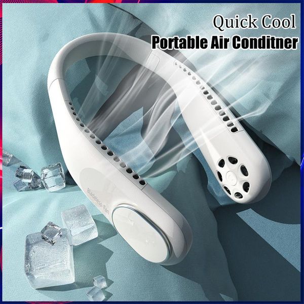 

electric fans portable mini bladeless fan neck 4000mah usb rechargeable mute sports for home outdoor ventilador portatil abanicos