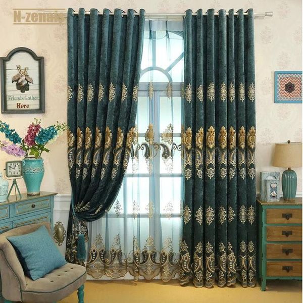 

curtain & drapes high-quality european style blackout modern and floral emboidery for living room bedroom high shading