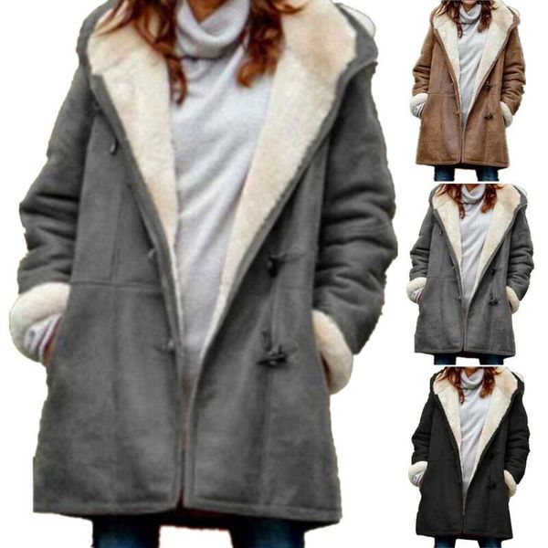 

women's jackets winter warm overcoat casual cardigan jacket outwear women fleece pu leather coat, Black;brown