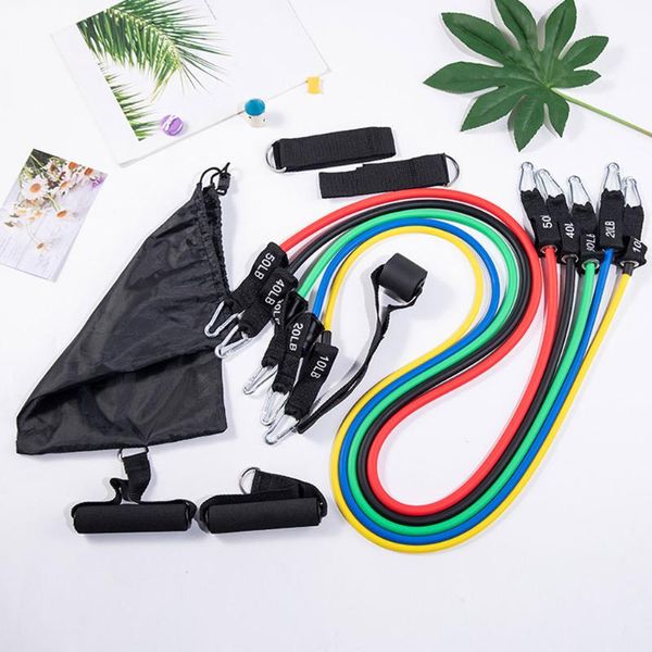 

resistance bands elastic band strong pull rope fitness 11 pieces 150-pound rally men's muscle training multi-function suit