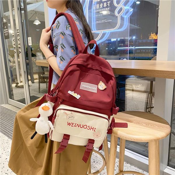 Cute painéis painéis mochila harajuku feminino bordado escola sacos para adolescentes ins grande capacidade de viagem laptop mochilas