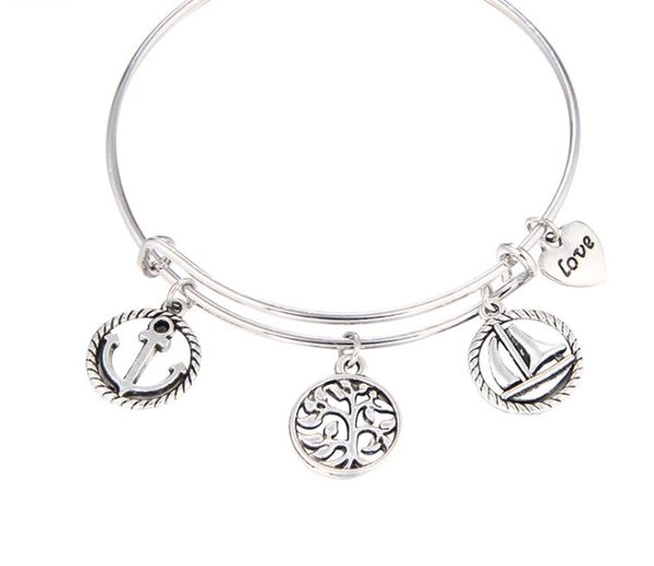 

european and american tree of life bangle palm push pull adjustable bracelet, Black