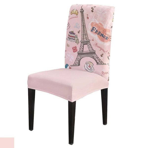 

chair covers 6/8pcs paris pink retro eiffel tower print cover dining elastic spandex stretch anti-dirty removable