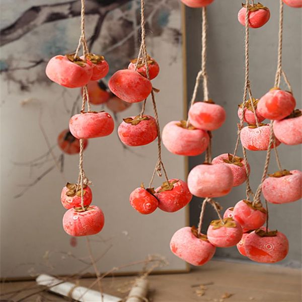 

party decoration with frost simulation persimmon hanging fake autumn red fruit famous living room