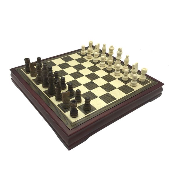 

high-quality wood chess board game set solid wood chess pieces international chess coffee table wooden chessboard 28*28cm, Black