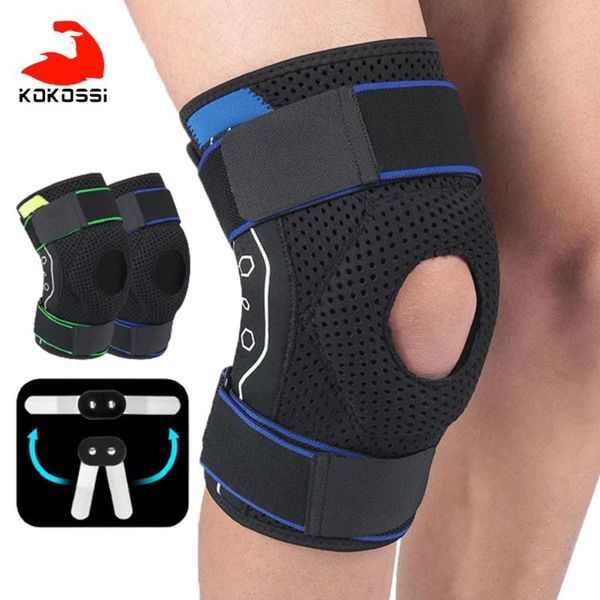

kokossi 1pcs exercise compression adjustment knee pads aluminum alloy support bar bumper solid protection strap elbow &, Black;gray