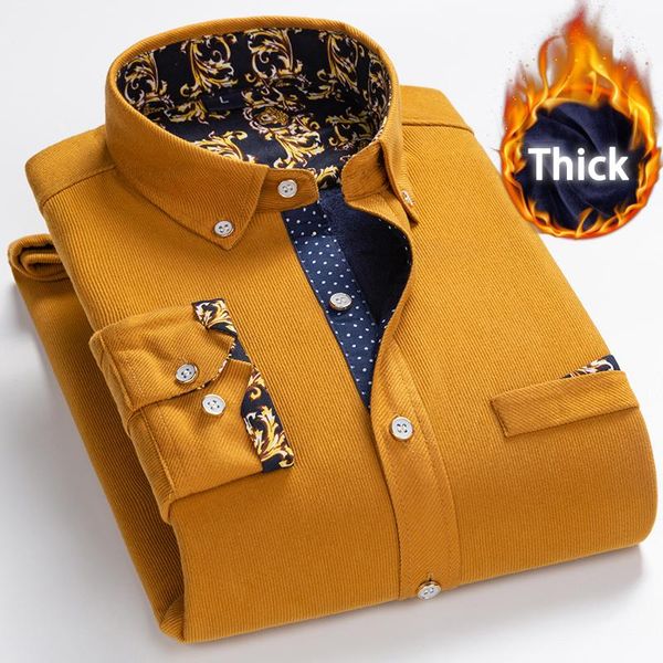 

men's casual shirts winter thick velvet dress shirt men long sleeve warm double fleece lining fashion soft plus size 5xl, White;black