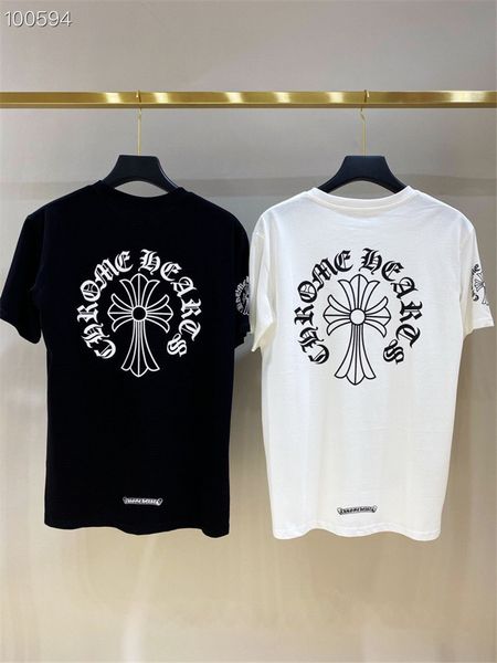 

crosin hearts/chrome ins horseshoe new fashion print brand short sleeve cross street net red casual t-shirt fo, White