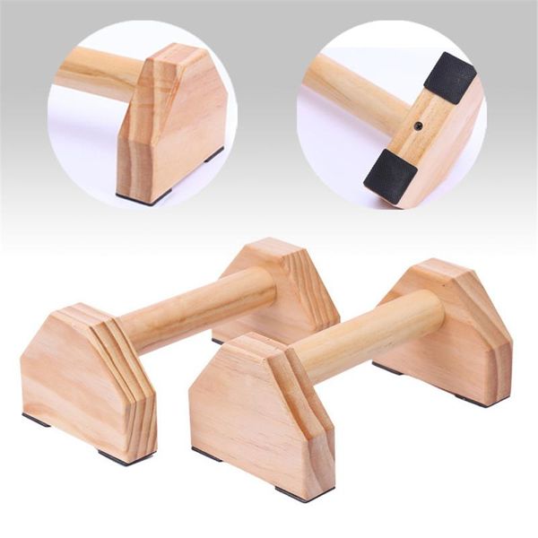 

cm 1pair fitness push-up stands bars gym training parallel chest h shaped rack wooden handstand bar double rod accessories