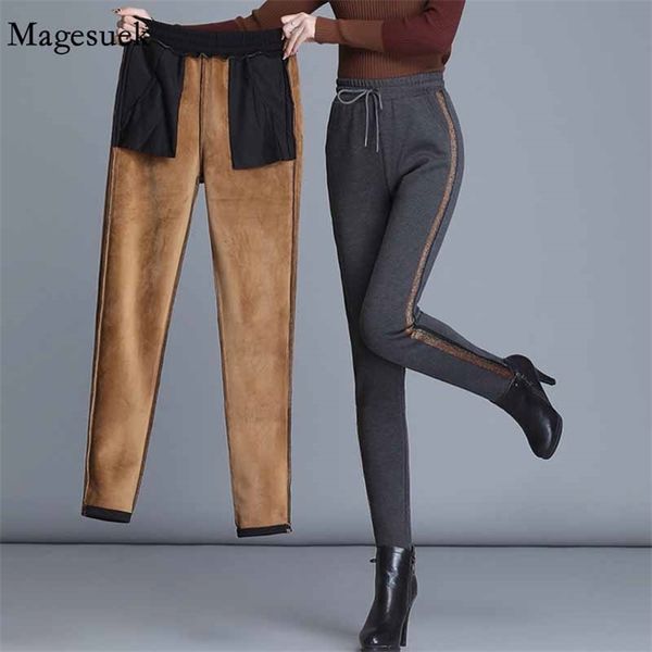 

autumn winter velvet thicken pants women high waist casual warm woman plus size slim sweatpants baggy pantalon 11527 210512, Blue