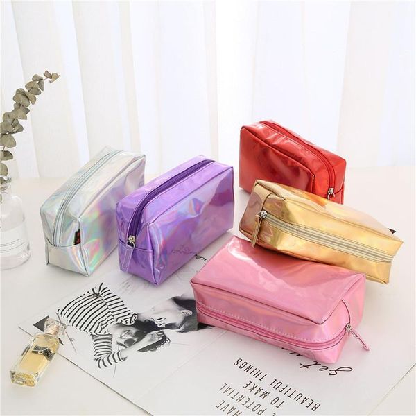 

storage boxes & bins square pu cosmetic bag large capacity portable laser colorful waterproof toiletry box lovely casual travel zipper handb