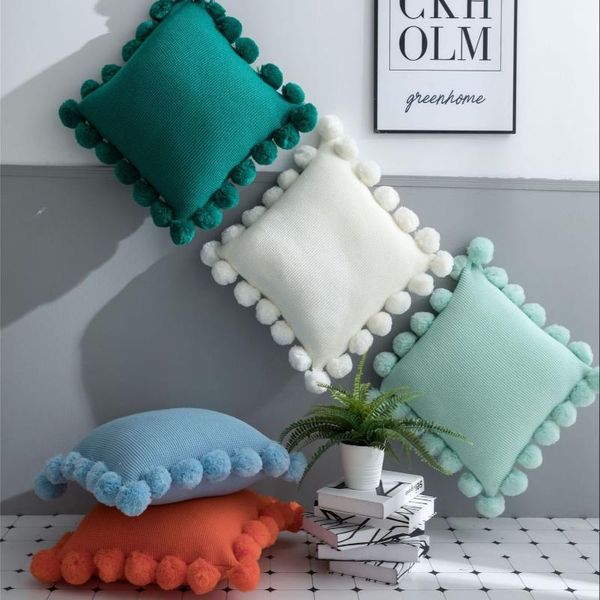 

cushion/decorative pillow lantern ball tassels knitted cushion cover wool solid sofa pillowcase nodic simple decorative throw home decor