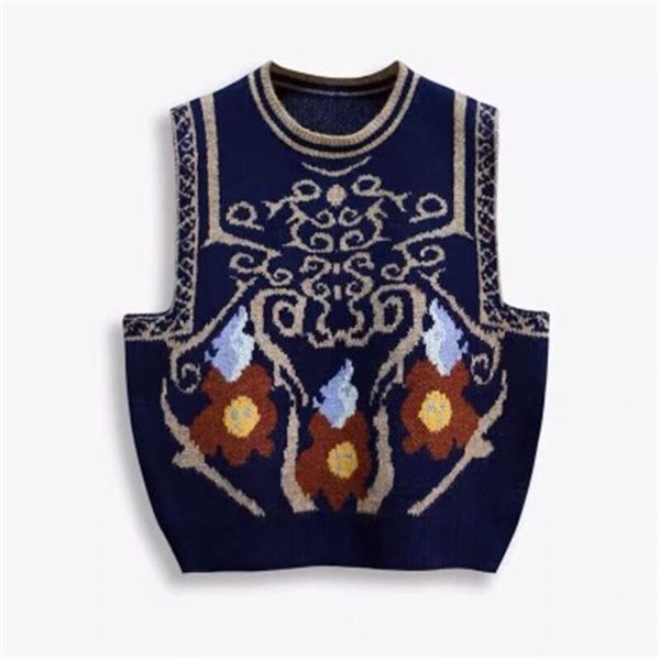 H.Sawomen 1Fashion Dövme Örme Kolsuz Yan Tabanlar Kadın Yelek Şık Retro Kazak Yelek Tops 210417