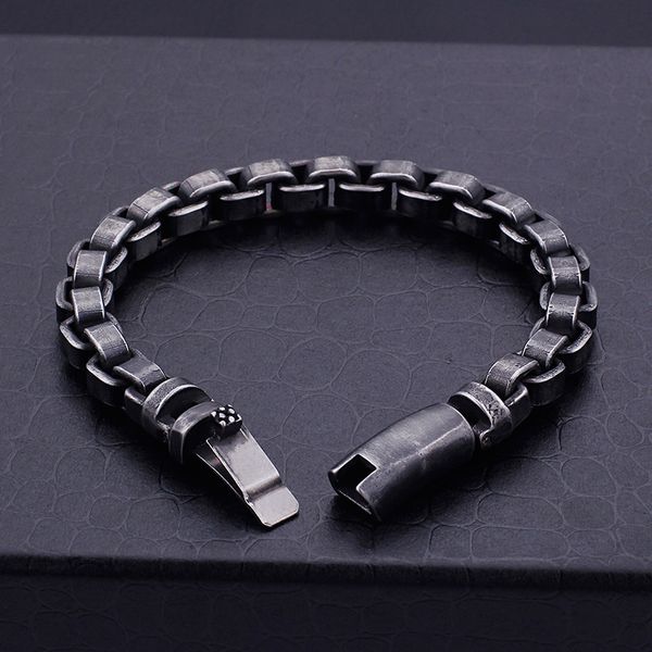 

huge 8.66 inch (22cm) casting pure stainless steel vintage black tone box bracelet bangle for men women fashion gifts