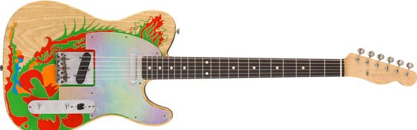 Custom Shop Jimmy Page Dragon Natural E-Gitarre mit Eschenkorpus, Palisandergriffbrett, seidenmatt lackiert, Vintage-Mechaniken, verspiegeltes Aluminium-Schlagbrett