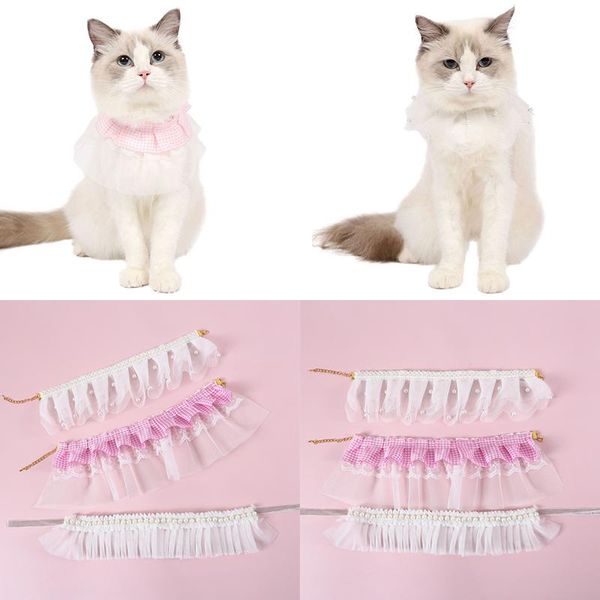 

cat collars & leads japanese style shooting props pearl lace bib universal dog pet cute headscarf