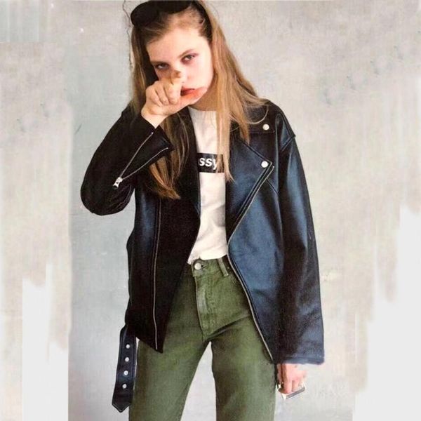 

women's leather & faux genuine size profile 90kg wear fabulous girlfriend wind women loose sheep skin japanese high quality, Black