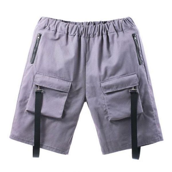 

men's shorts fashion cargo casual suspender sweatpants multi-pocket woven summer solid color, White;black