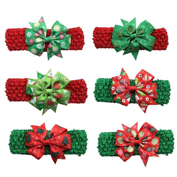 Atacado bebê Fishtail Christmas Cabelo Acessórios Fishtail Bow Children's Hair Band Coreano Silk Knit Headbands Headbands