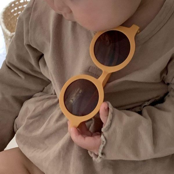 

fashion sunglasses frames cute frosted children's round frame shade baby cartoon, Black