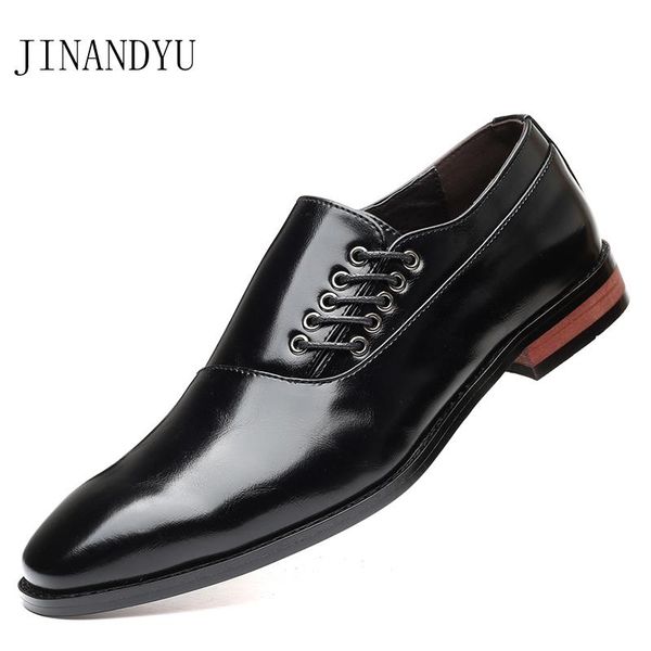 

size 48 men leather dress shoes men's loafer male formal man slip on business smart casual classic fashion, Black