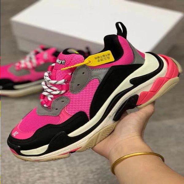 

designers triple s pink sneaker paris luxury trainers casual shoes chaussures colors new combination soles sfdou, Black
