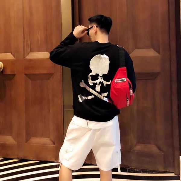 

men's hoodies & sweatshirts skull crewneck embroidered zipper hoodie young and women's leisure, Black