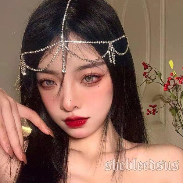

hair clips & barrettes forehead chain for women jewelry headpiece rhinestone chains crystal bridal headwear luxury accessories crowns, Golden;silver