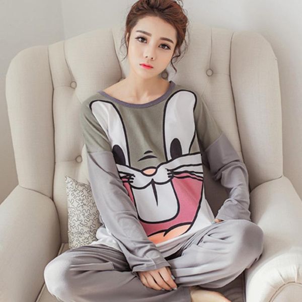 

Woman Winter Womens Sleepwears Pijama Mujer Leisure Bunny Printing Pyjamas Indoor Clothing Home Suit Sleepwear Femme, Black;red