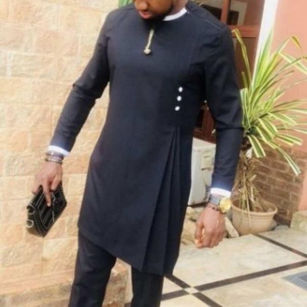 

men's t-shirts 2022 autumn mid-length round neck t-shirt casual black long-sleeved shirt abaya muslim men clothing traditional male, White;black