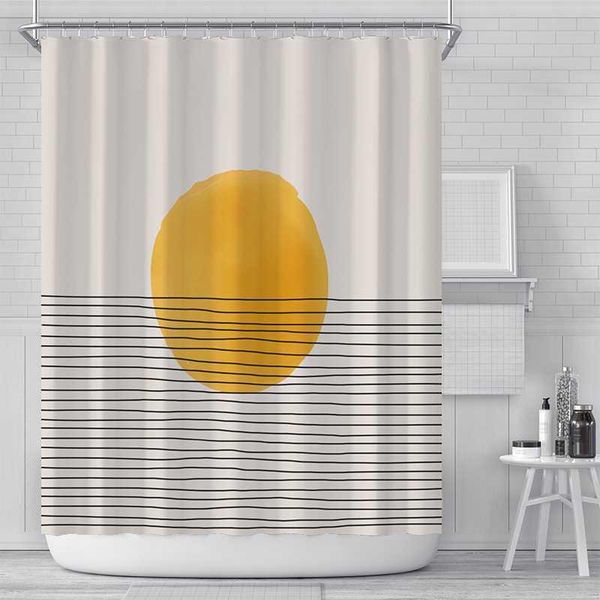 

shower curtains sunrise print curtain chinese style bathroom waterproof polyester with hooks home decoration