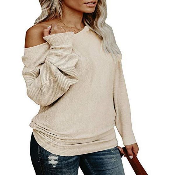 

women's off shoulder loose knit sweater, new, 2019, White;black