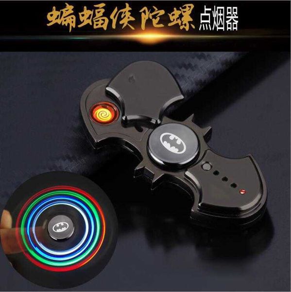

new creative colorful lights batman fingertip gyro usb charging electronic cigarette lighter