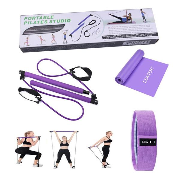 

resistance bands pilates bar yoga fitness equipment indoor multifunctional gym elastic rope back trainer buttocks set