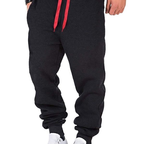 

men's casual sports slim fit gym basic fashion street pants, Black;green
