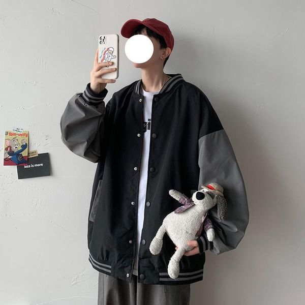 

men's jackets 2021 spring autumn jacket men women oversized hong kong style baseball uniform coat korean trend harajuku preppy varsity, Black;brown