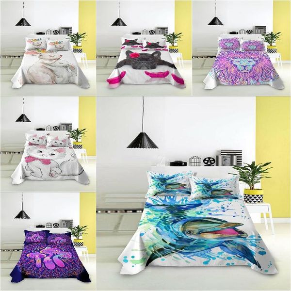 

sheets & sets 3d animal flat sheet with case bedding quee size bedclothes for adults kids home textile bedroom decor