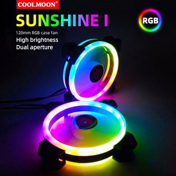 

12cm rgb pc case cooling fan small 6 pin quiet adjustable pwm cooler heatsink radiator with controller for fans & coolings
