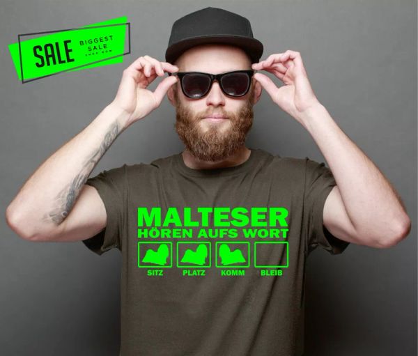 

sale malterser hear word dog motif dog shirt t-shirt neon, White;black