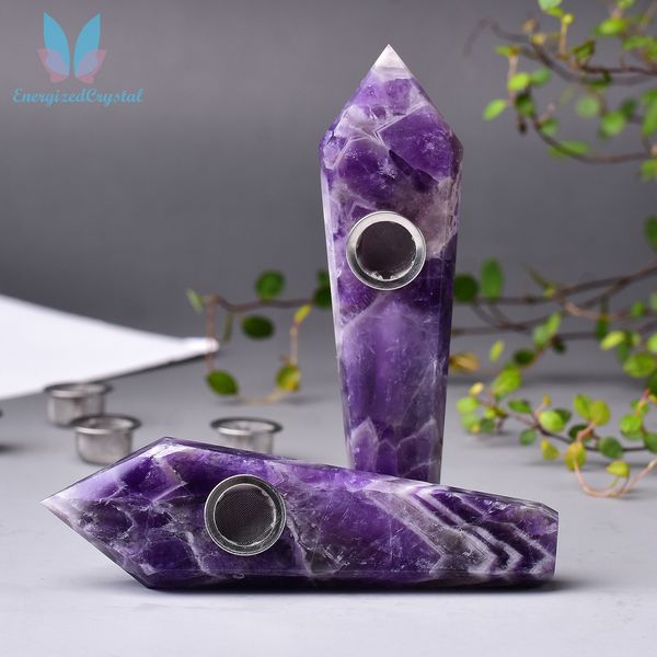 Sonho Ametista Cristal Tubos Curificação Hexagonal Prism Wand --- Roxo com Filtro