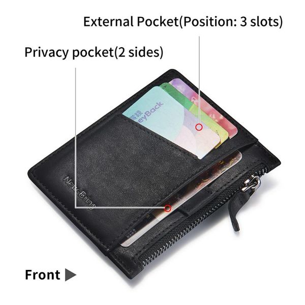 

card holders bring slim leather holder zipper wallet minimalism coin purse sd cases male slots, Brown;gray
