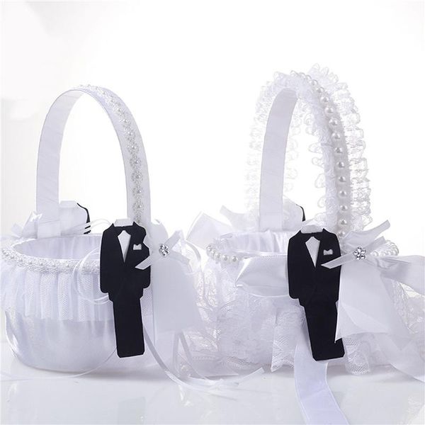 

decorative flowers & wreaths flower girl basket ceremony love case satin storage candy small gift confetti card container wedding decoration