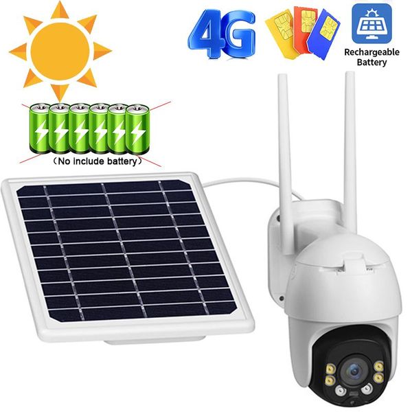 

solar camera 4g sim card surveillance cctv 1080p ptz security outdoor 6w battery panel wi-fi street ip cameras