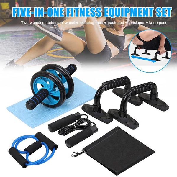 

accessories ly 5-in-1 wheel roller kit push-up bar jump rope knee pad for training fitness home fif66