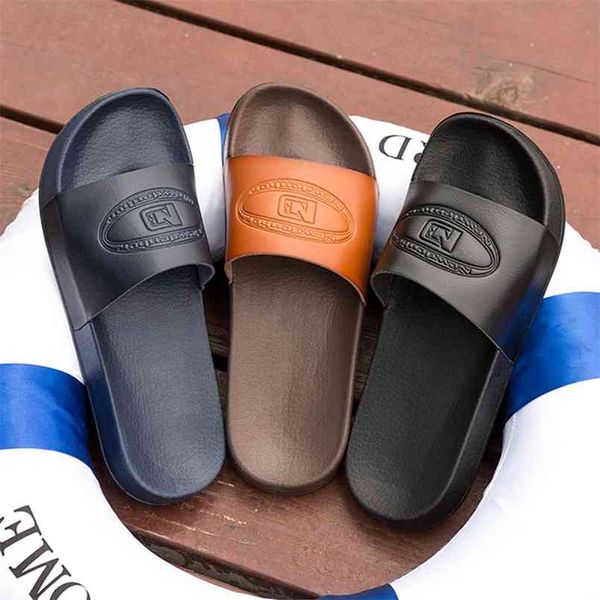 

brand men slippers outdoor/outdoor bathroom casual shoes non-slip slides man footwear lightweight soft 210628, Black