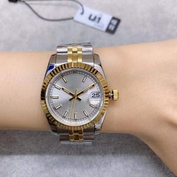 

steel 2023 st9 two tone purple sheel diamond dial 31mm automatic mechianical ladies wristwatches jubilee strap sapphire movement womens watc, Slivery;brown