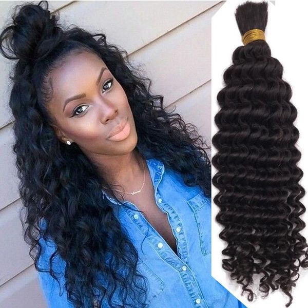 

human hair bulks loose wave bulk for braiding 1 3pcs bundles curly malaysian remy extensions black color 1#/2#/4#